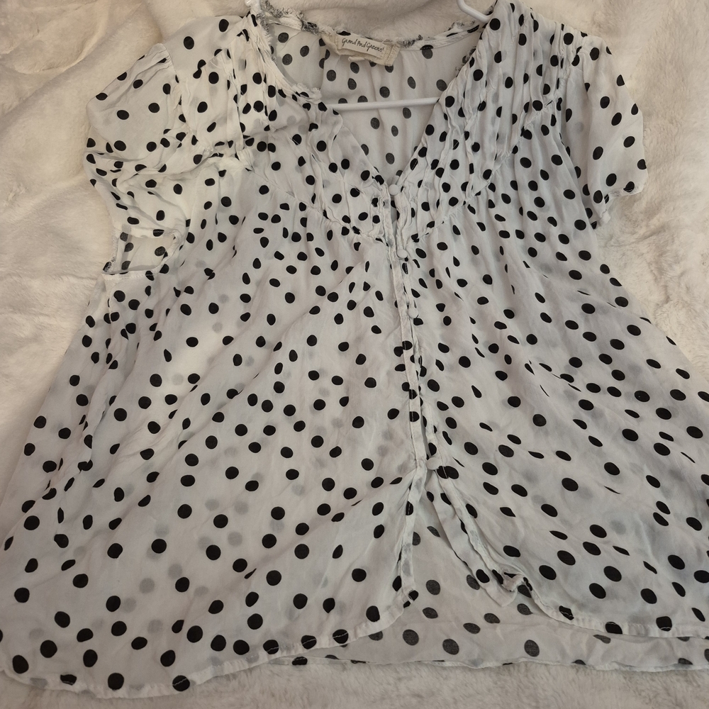 Elegant Black and White Polka Dot Blouse